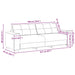 Canapea cu 3 locuri, gri deschis, 220x78x80 cm, catifea - WALTI WALTI