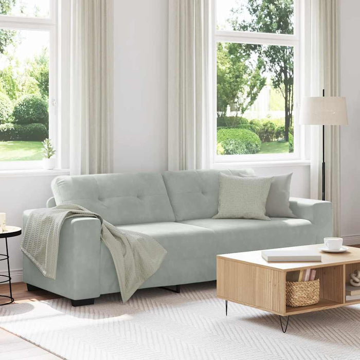 Canapea cu 3 locuri, gri deschis, 220x78x80 cm, catifea - WALTI WALTI