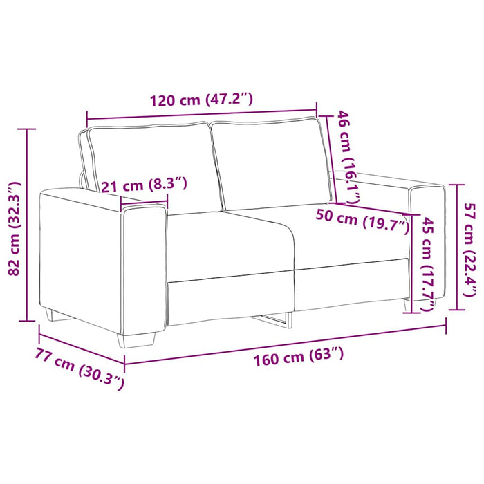 Canapea cu 2 locuri, roșu vin, 160x77x82 cm, material textil WALTI