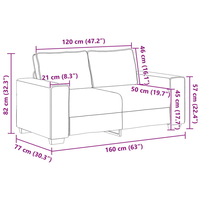 Canapea cu 2 locuri Bej 160 cm Material textil din in WALTI