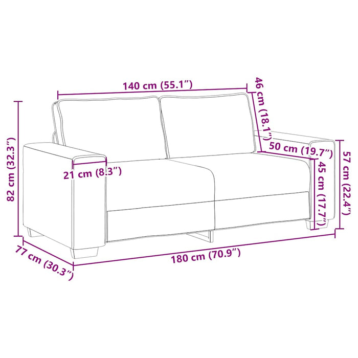 Canapea cu 2 locuri, roșu vin, 180x77x82 cm, material textil WALTI