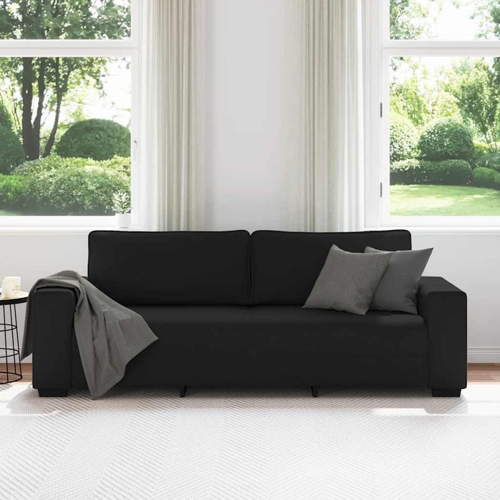 Canapea cu 3 locuri, neagră, 220x77x82 cm, material textil WALTI