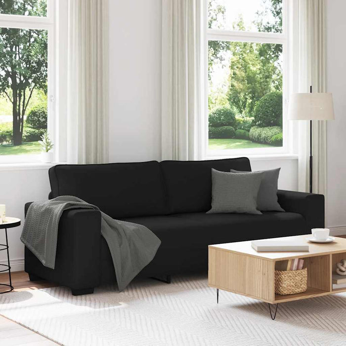 Canapea cu 3 locuri, neagră, 220x77x82 cm, material textil WALTI