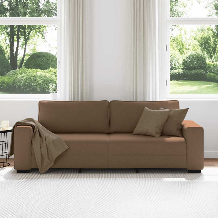 Canapea cu 3 locuri, maro, 220x77x82 cm, material textil WALTI