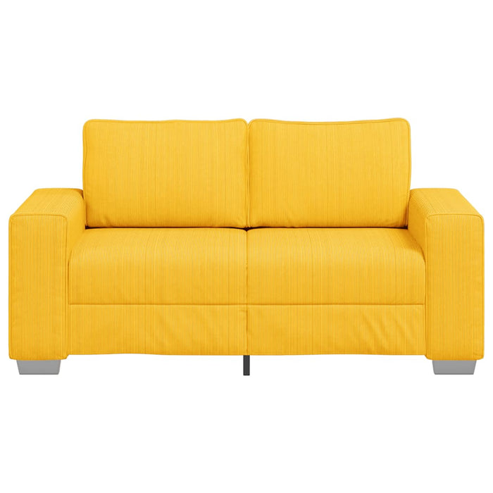Canapea extensibilă cu două locuri, galben deschis, 160x77x82 cm, material catifea reiată - WALTI WALTI
