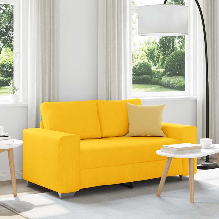 Canapea extensibilă cu două locuri, galben deschis, 160x77x82 cm, material catifea reiată - WALTI WALTI