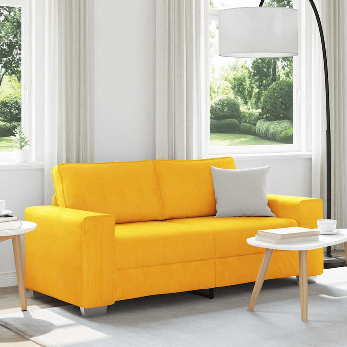 Canapea extensibilă cu două locuri, galben deschis, 180x77x82 cm, material catifea reiată - WALTI WALTI