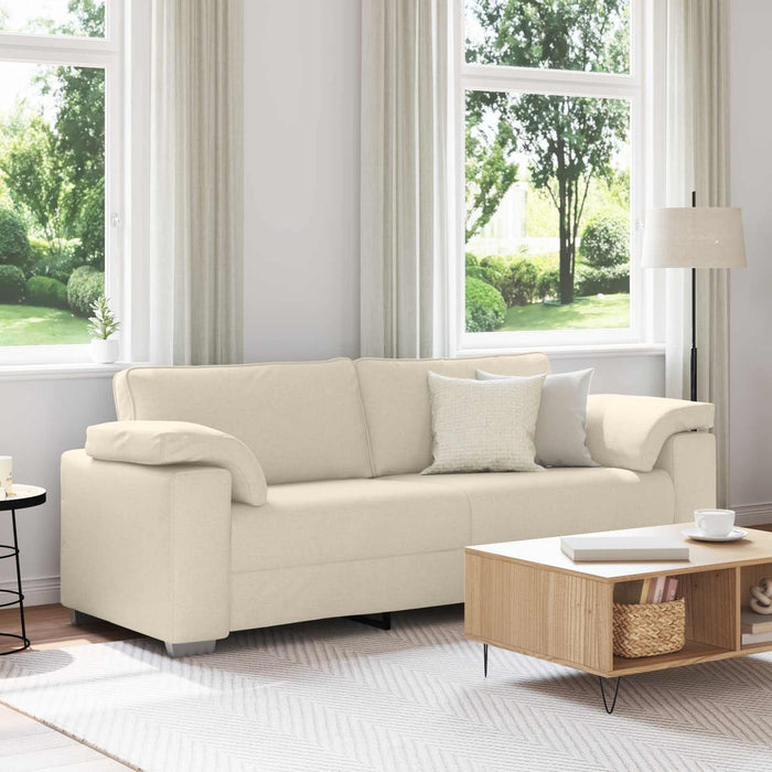 Sofa cu 3 locuri Bej 220 cm Material textil din in - WALTI WALTI
