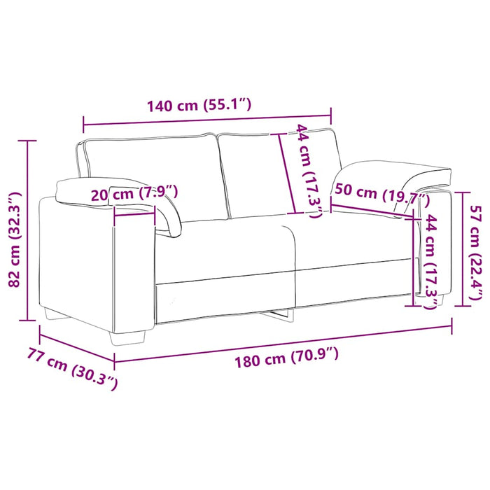 Canapea loveseat gri deschis 180x77x82 cm catifea WALTI