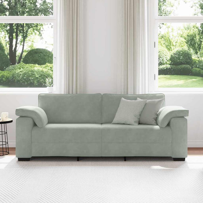 Canapea cu 3 locuri gri deschis 220x77x82 cm catifea WALTI