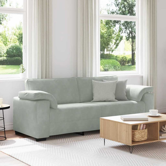 Canapea cu 3 locuri gri deschis 220x77x82 cm catifea WALTI
