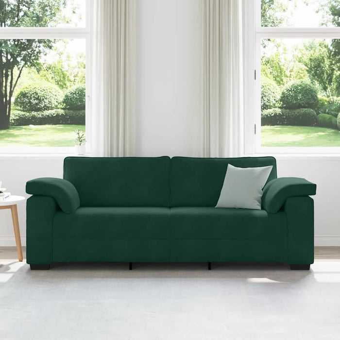 Canapea cu 3 locuri, verde închis, 220x77x82 cm, catifea - WALTI WALTI