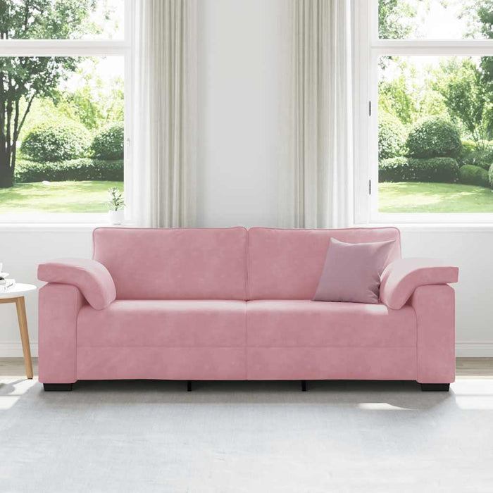Canapea cu 3 locuri, roz, 220x77x82 cm, catifea - WALTI WALTI