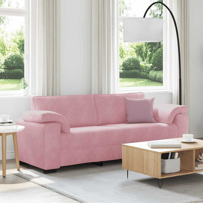 Canapea cu 3 locuri, roz, 220x77x82 cm, catifea - WALTI WALTI