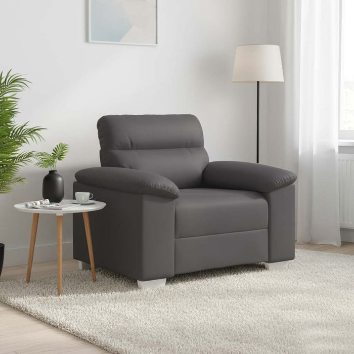 Canapea fotoliu gri 100x81x84 cm piele ecologică - WALTI WALTI
