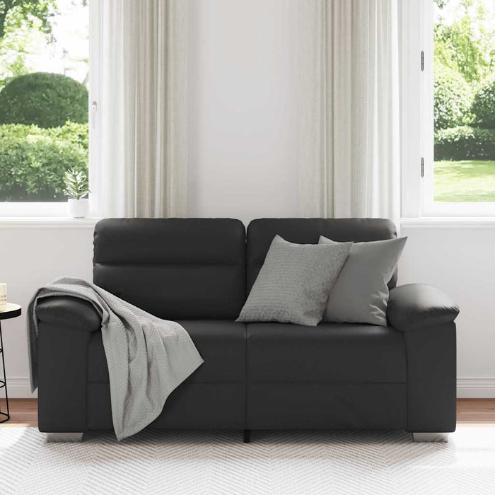 Canapea cu 2 locuri, neagră, 160x81x84 cm, piele ecologică WALTI