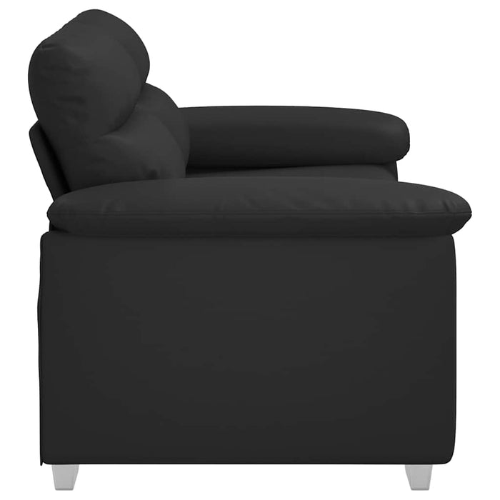 Canapea cu 2 locuri, neagră, 160x81x84 cm, piele ecologică WALTI