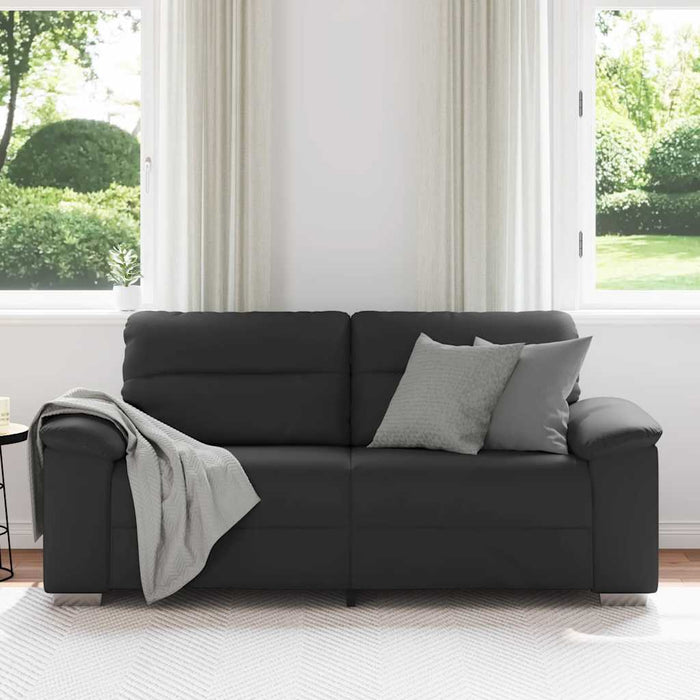 Canapea cu 2 locuri, neagră, 180x81x84 cm, piele ecologică WALTI