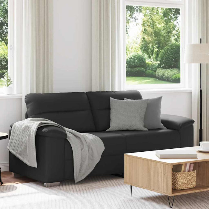 Canapea cu 2 locuri, neagră, 180x81x84 cm, piele ecologică WALTI