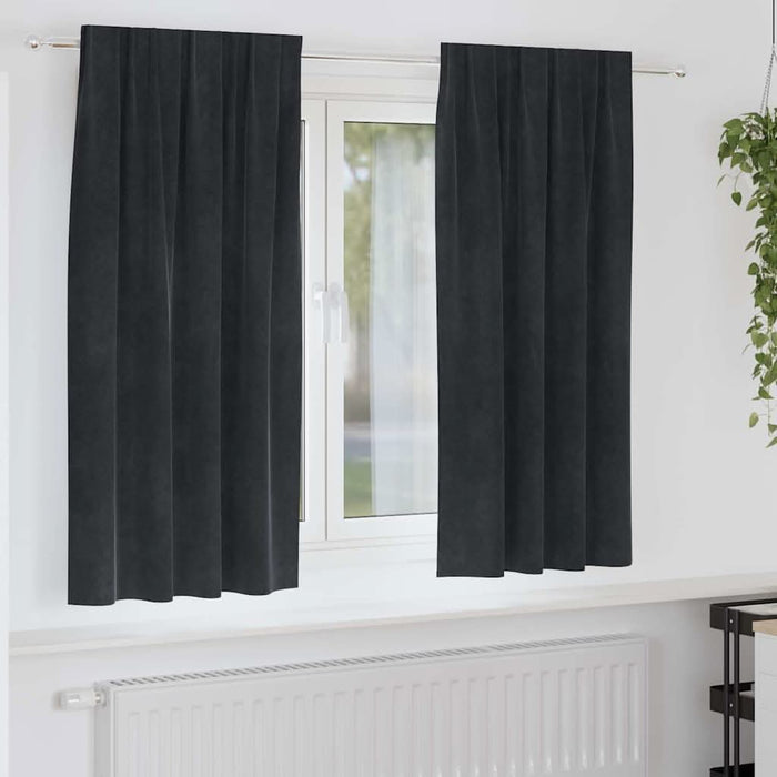 Perdele opace 2 pcs Negru 140 x 175 cm Catifea - WALTI WALTI