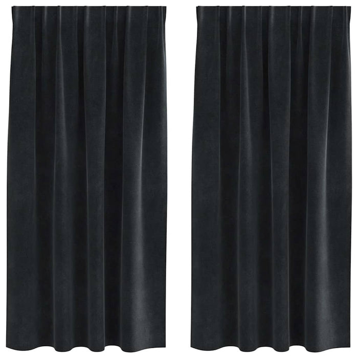 Perdele opace 2 pcs Negru 140 x 175 cm Catifea - WALTI WALTI