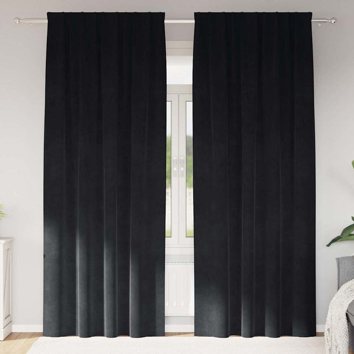 Perdele opace 2 pcs Negru 140 x 245 cm Catifea - WALTI WALTI