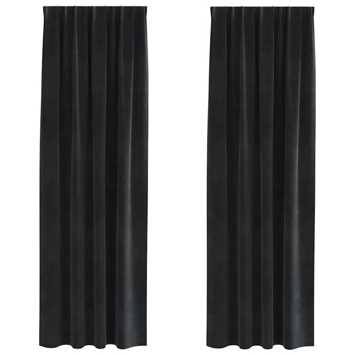 Perdele opace 2 pcs Negru 140 x 260 cm Catifea - WALTI WALTI