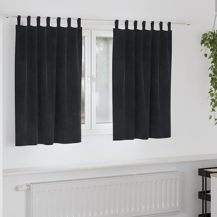 Perdele opace 2 pcs Negru 140 x 140 cm Catifea - WALTI WALTI