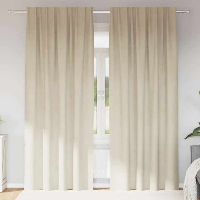 Perdele opace 2 pcs Crem 140 x 245 cm Catifea - WALTI WALTI