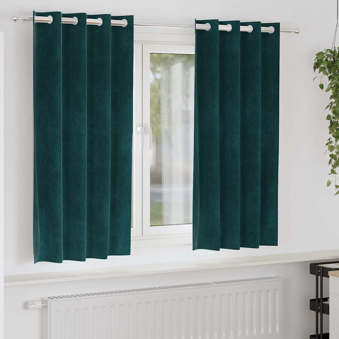Perdele opace 2 pcs Verde închis 140 x 175 cm Catifea - WALTI WALTI