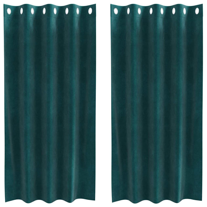 Perdele opace 2 pcs Verde închis 140 x 175 cm Catifea - WALTI WALTI