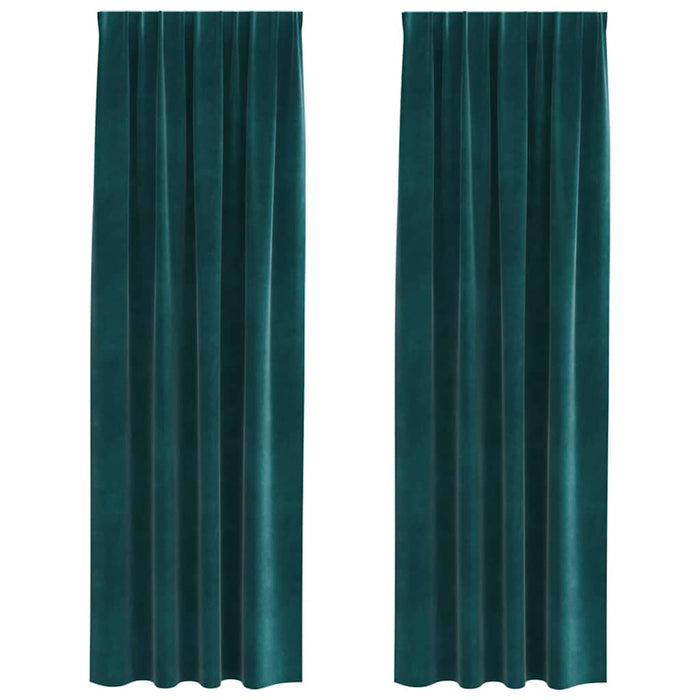 Perdele opace 2 pcs Verde închis 140 x 225 cm Catifea - WALTI WALTI