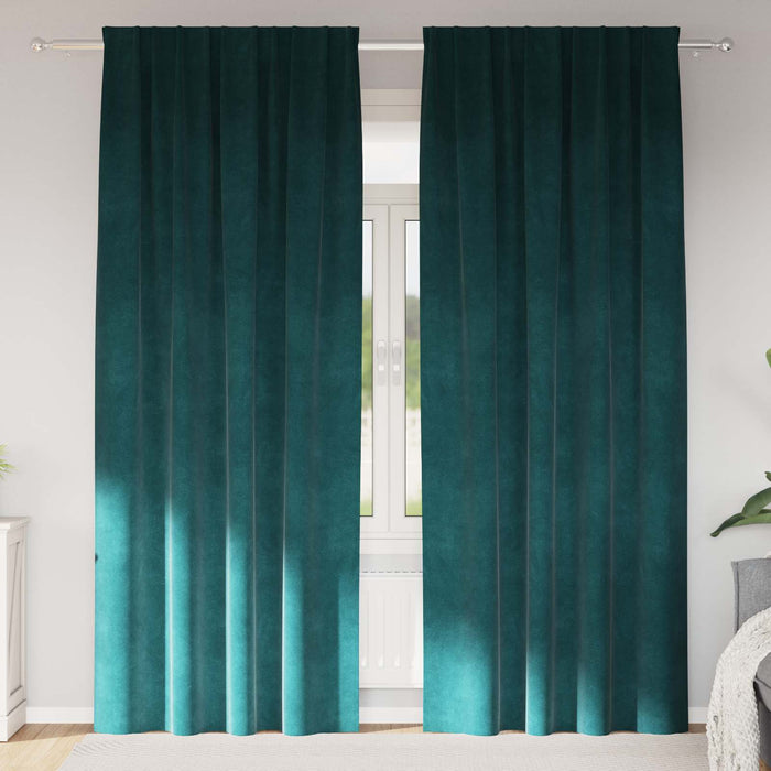 Perdele opace 2 pcs Verde închis 140 x 260 cm Catifea - WALTI WALTI