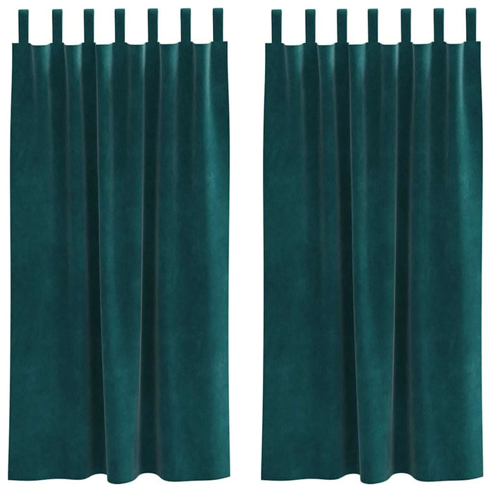 Perdele opace 2 pcs Verde închis 140 x 175 cm Catifea - WALTI WALTI