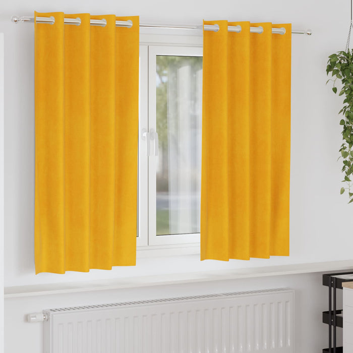 Perdele opace 2 pcs Galben muștar 140 x 175 cm Catifea - WALTI WALTI