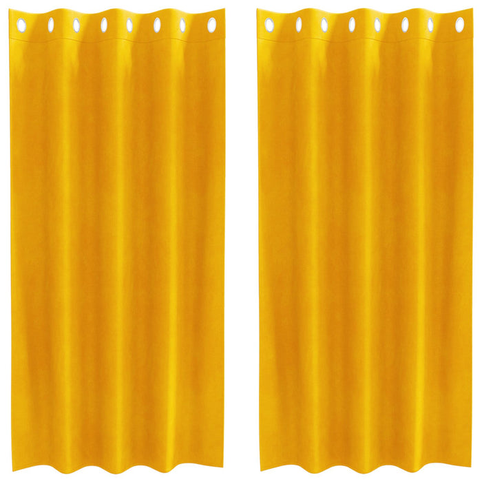 Perdele opace 2 pcs Galben muștar 140 x 175 cm Catifea - WALTI WALTI