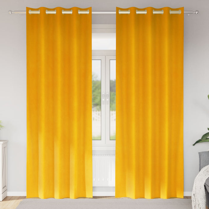 Perdele opace 2 pcs Galben muștar 140 x 260 cm Catifea - WALTI WALTI