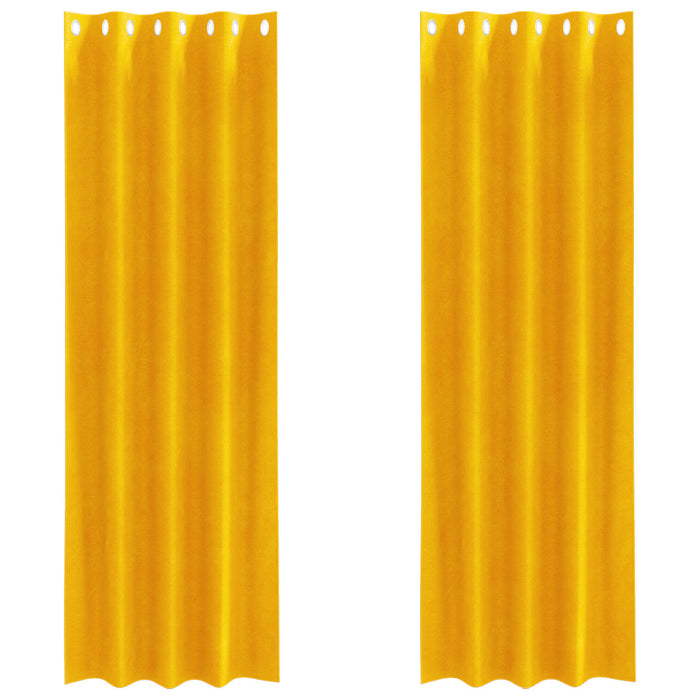 Perdele opace 2 pcs Galben muștar 140 x 260 cm Catifea - WALTI WALTI