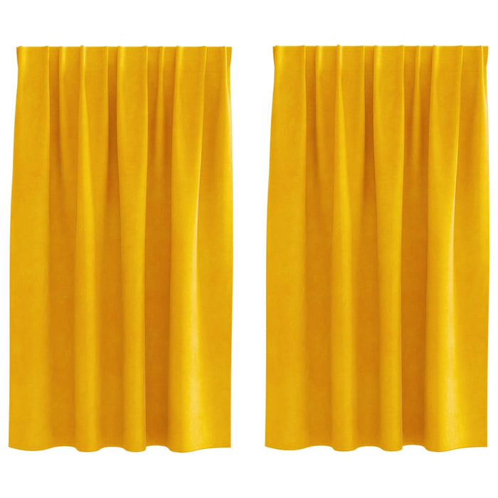 Perdele opace 2 pcs Galben muștar 140 x 140 cm Catifea - WALTI WALTI