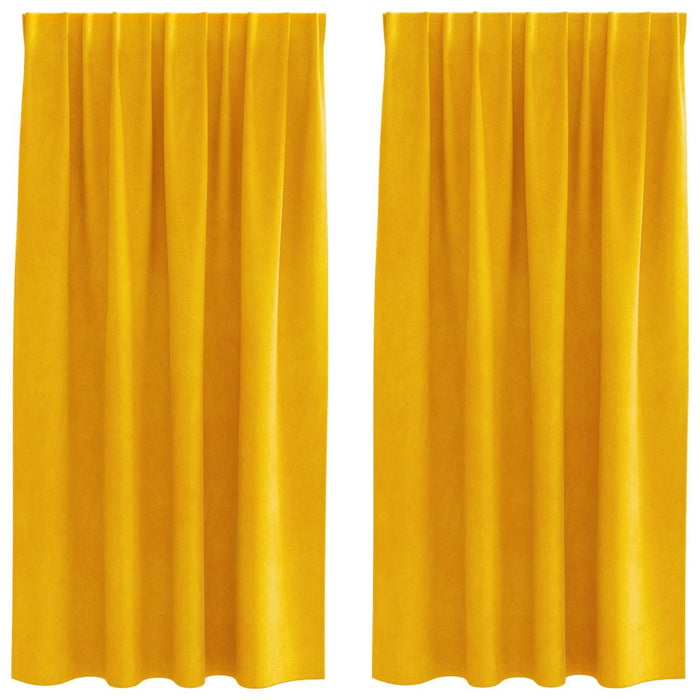 Perdele opace 2 pcs Galben muștar 140 x 175 cm Catifea - WALTI WALTI