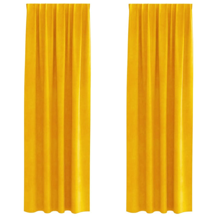 Perdele opace 2 pcs Galben muștar 140 x 225 cm Catifea - WALTI WALTI
