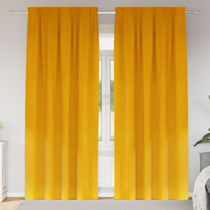 Perdele opace 2 pcs Galben muștar 140 x 245 cm Catifea - WALTI WALTI