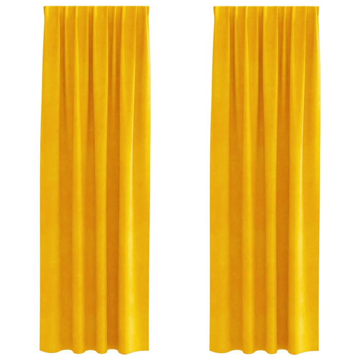 Perdele opace 2 pcs Galben muștar 140 x 245 cm Catifea - WALTI WALTI