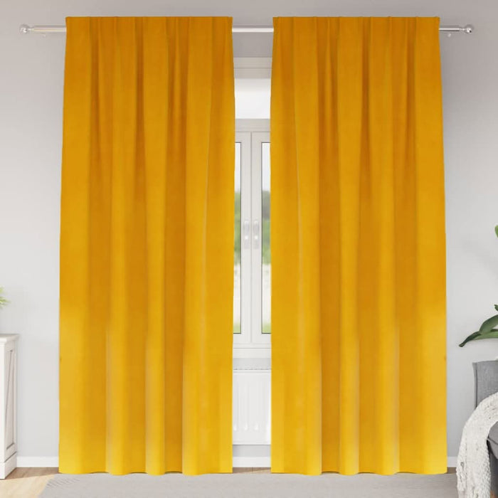 Perdele opace 2 pcs Galben muștar 140 x 260 cm Catifea - WALTI WALTI