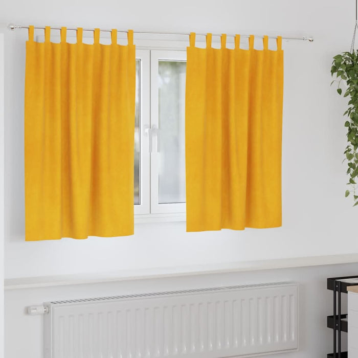 Perdele opace 2 pcs Galben muștar 140 x 140 cm Catifea - WALTI WALTI