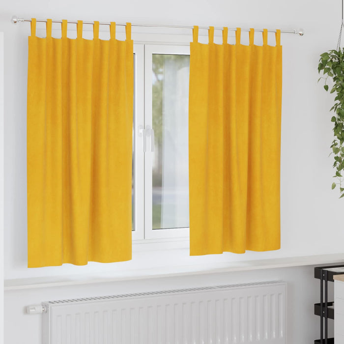 Perdele opace 2 pcs Galben muștar 140 x 175 cm Catifea - WALTI WALTI