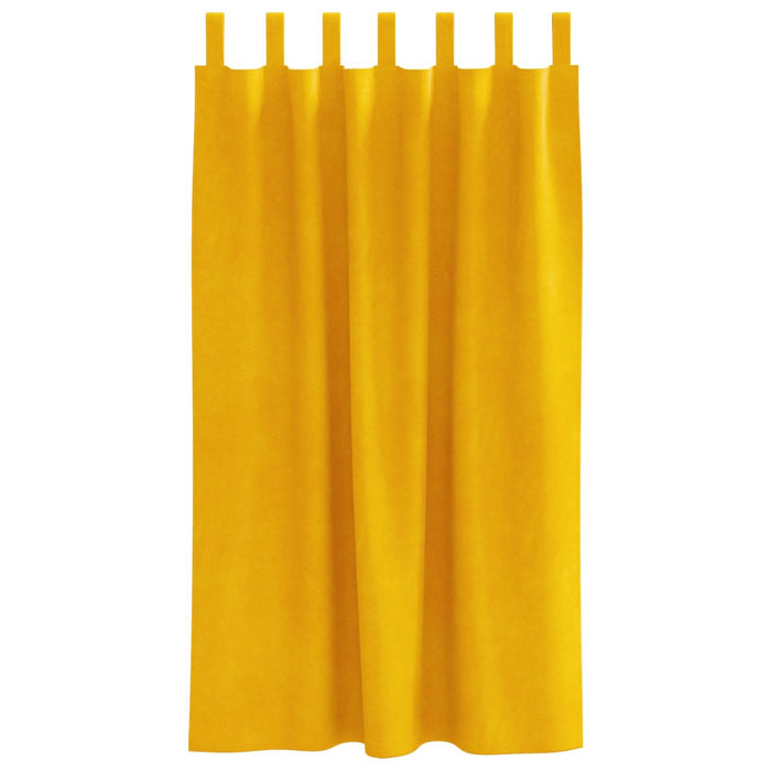 Perdele opace 2 pcs Galben muștar 140 x 175 cm Catifea - WALTI WALTI