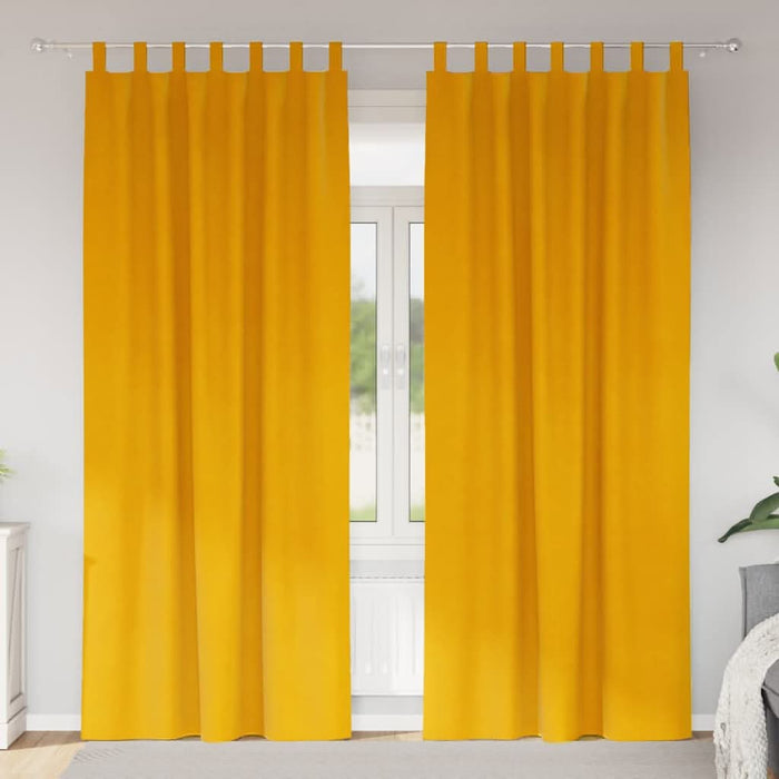 Perdele opace 2 pcs Galben muștar 140 x 260 cm Catifea - WALTI WALTI