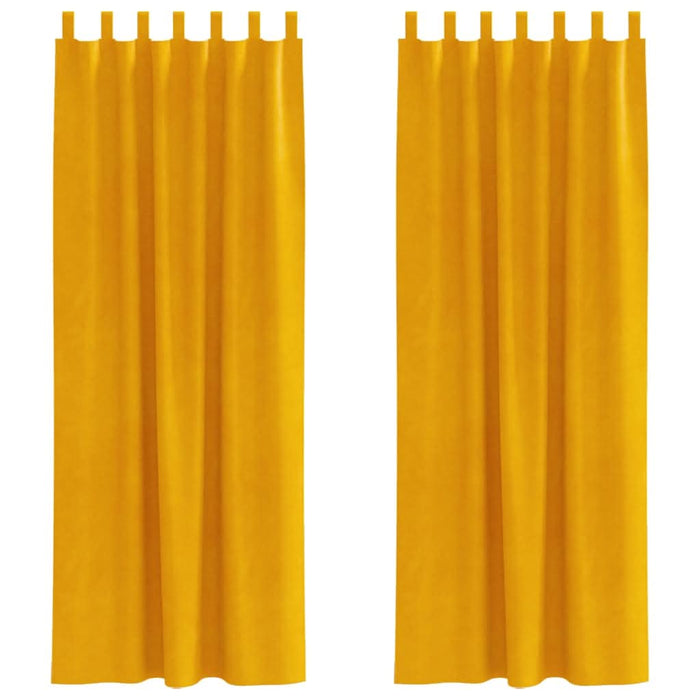 Perdele opace 2 pcs Galben muștar 140 x 260 cm Catifea - WALTI WALTI