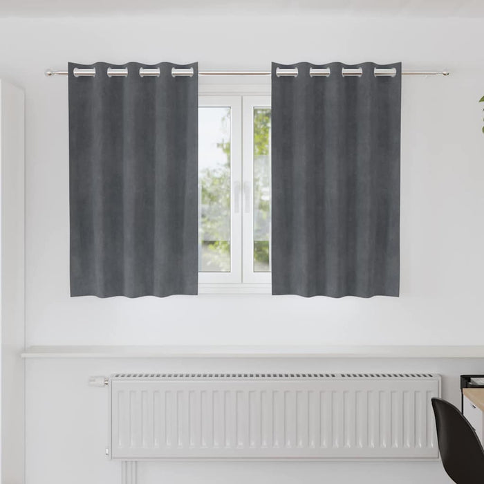 Perdele opace 2 pcs Gri deschis 140 x 140 cm Catifea WALTI